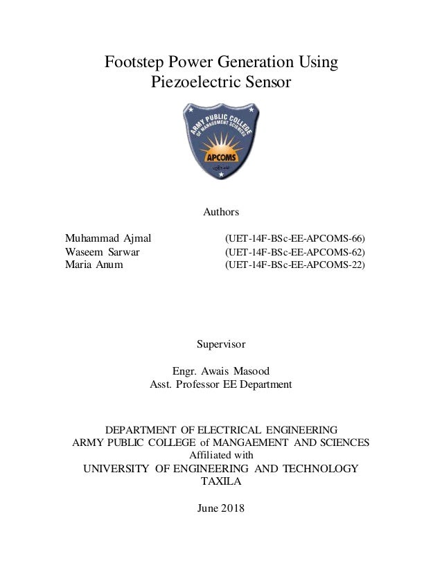 thesis of footstep power generationElectrical Generator Using Piezo Electric Effect From Passing Traffic #18
